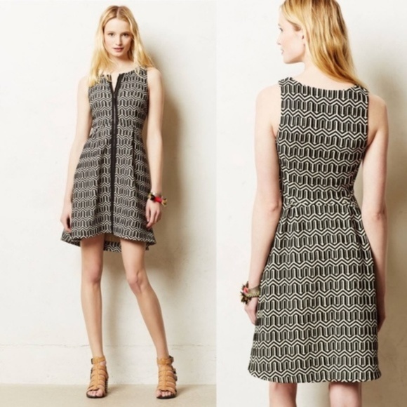 Anthropologie Tonnelle Zip-Front Dress- Black - Picture 1 of 4